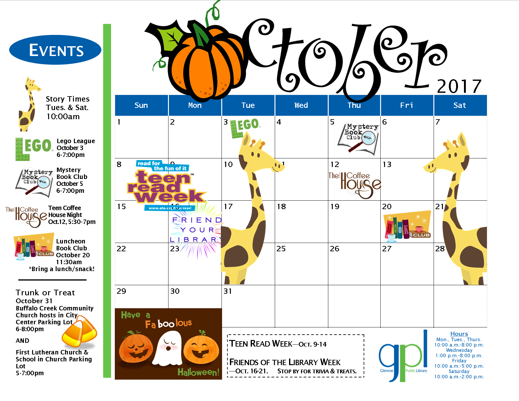 Glencoe Public Library Library Calendar