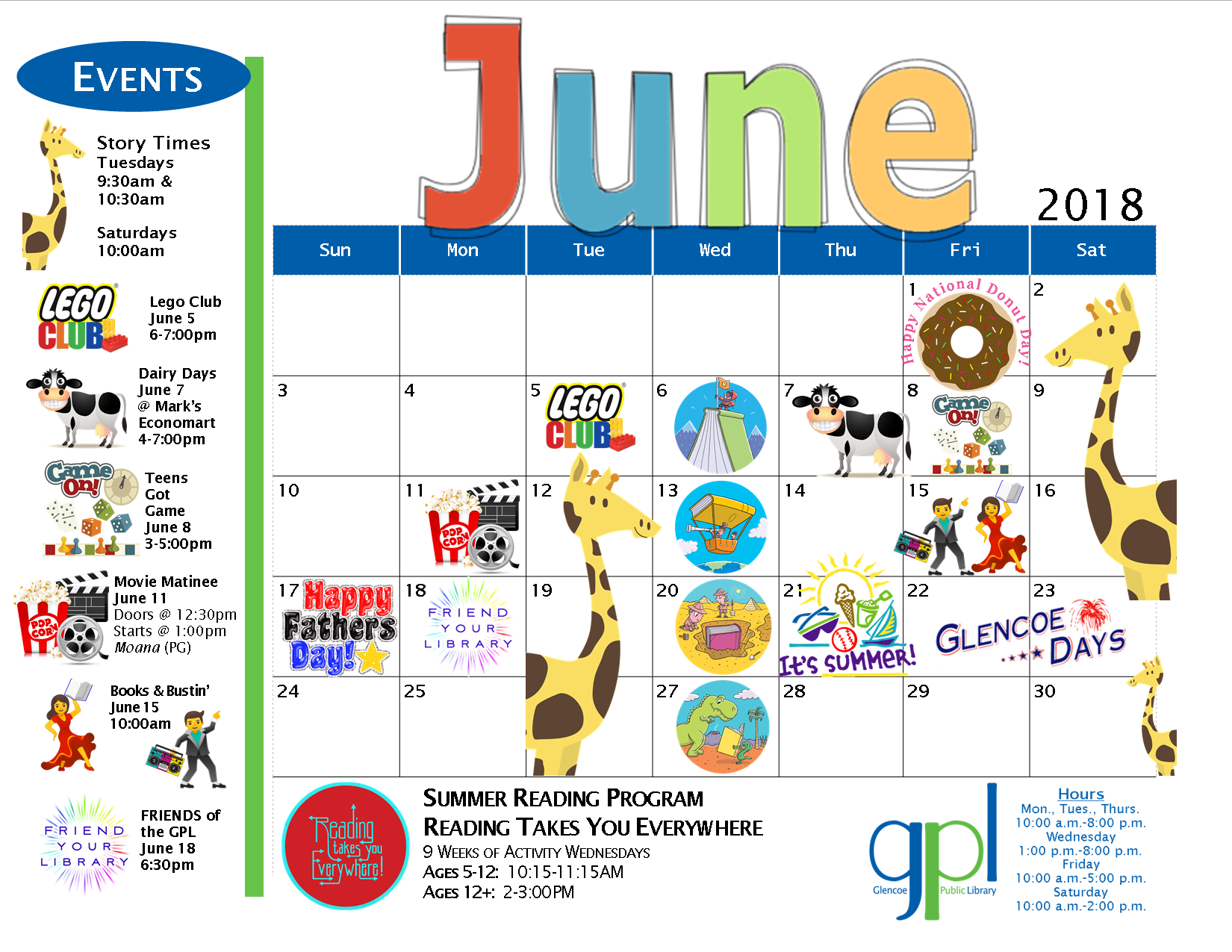 Glencoe Public Library Library Calendar