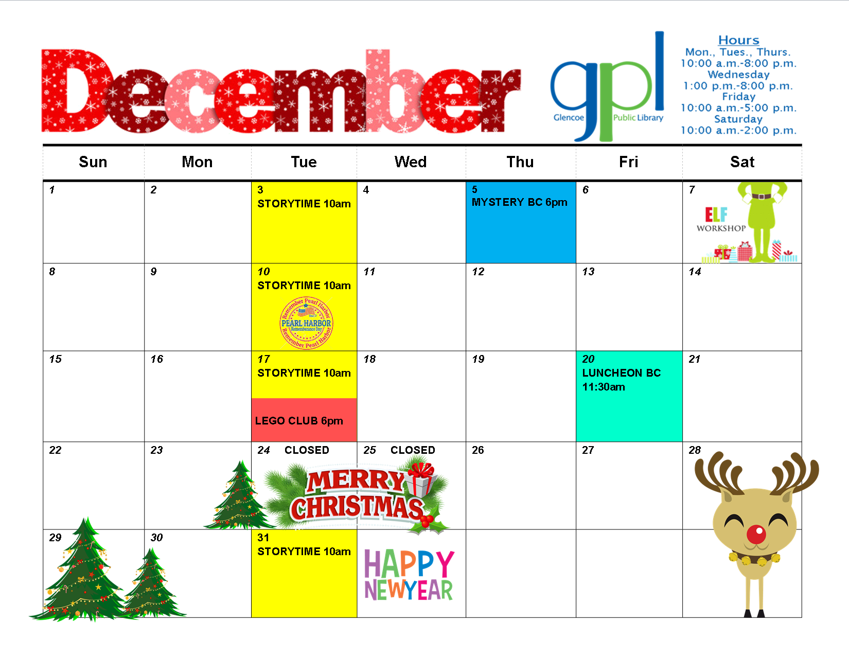 Glencoe Public Library Library Calendar
