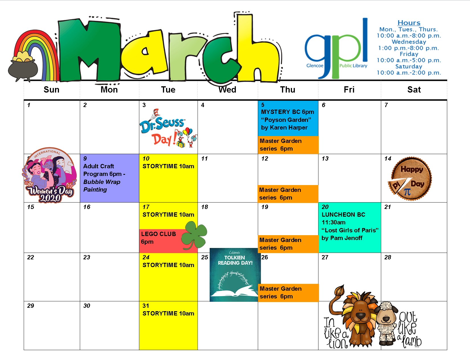 Glencoe Public Library Library Calendar